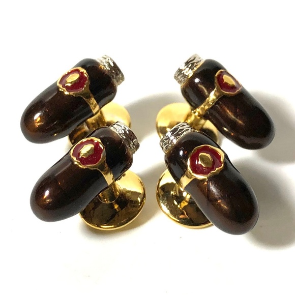 Gold and Enamel Cigar Shirt Studs - Picture 1 of 2